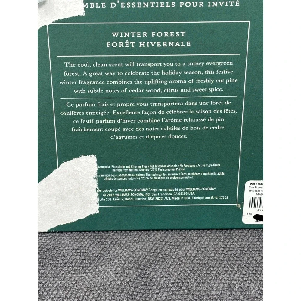 Williams Sonoma Winter Forest Guest Essentials Kit Soap Lotion Candle Pine Cedar